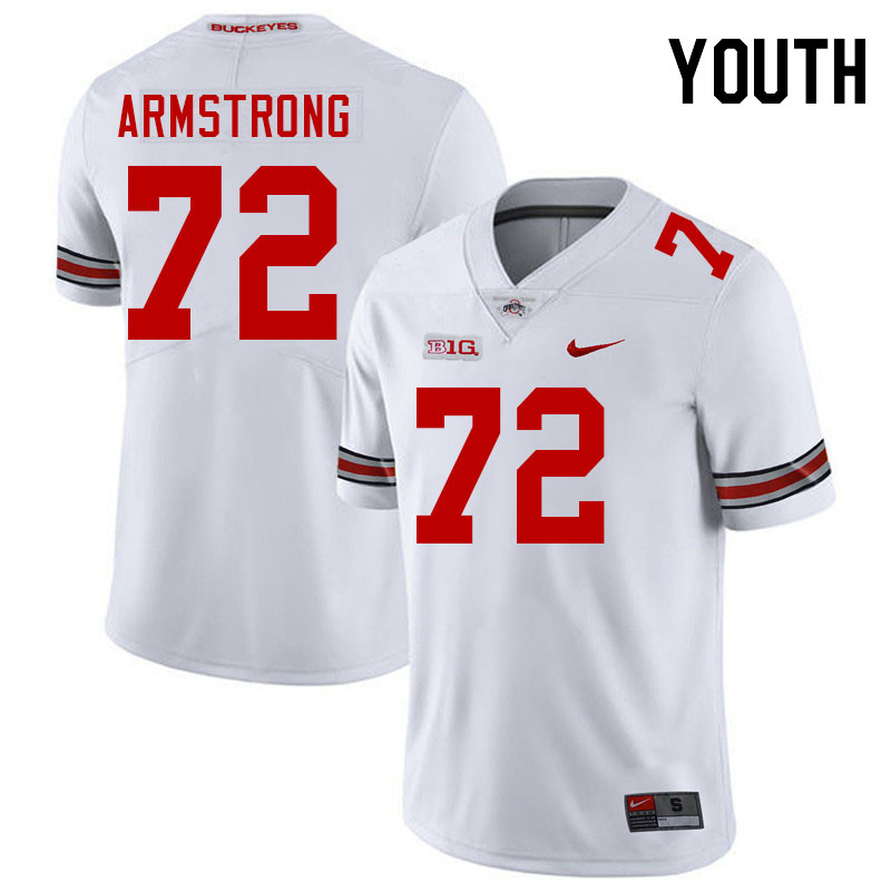 Ohio State Buckeyes Deontae Armstrong Youth #72 Authentic White College Football Jersey 2404MEQG6